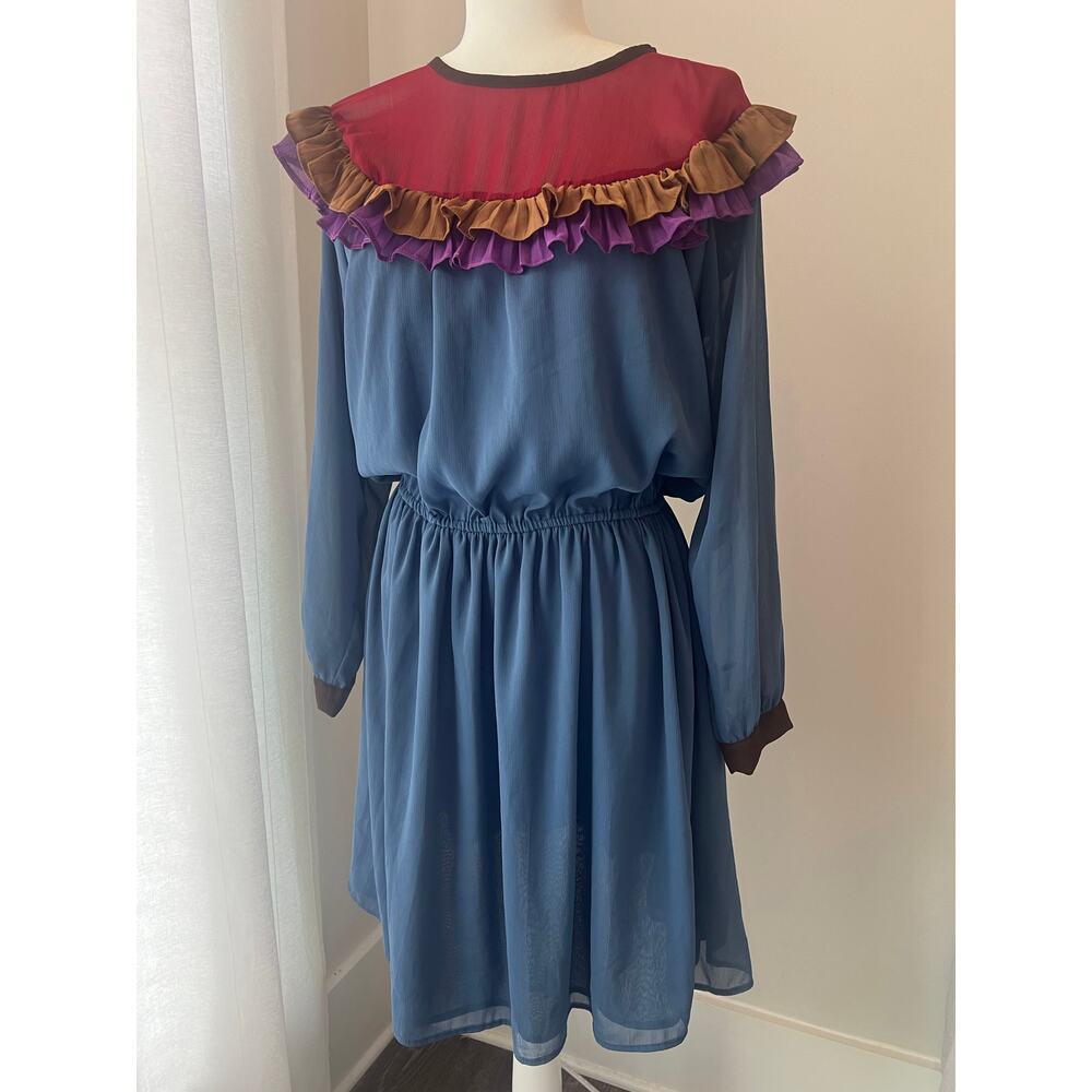 Carolina K 100% Silk Autumnal Ruffled Blouson Dress size small‎